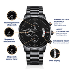 Men's Engraved Watch, We've Got Your Six, Charcoal Black, Gift Watch